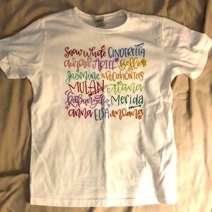 Girl’s size 10/12 Disney princesses T-shirt with sparkle print. NWOT. Never worn